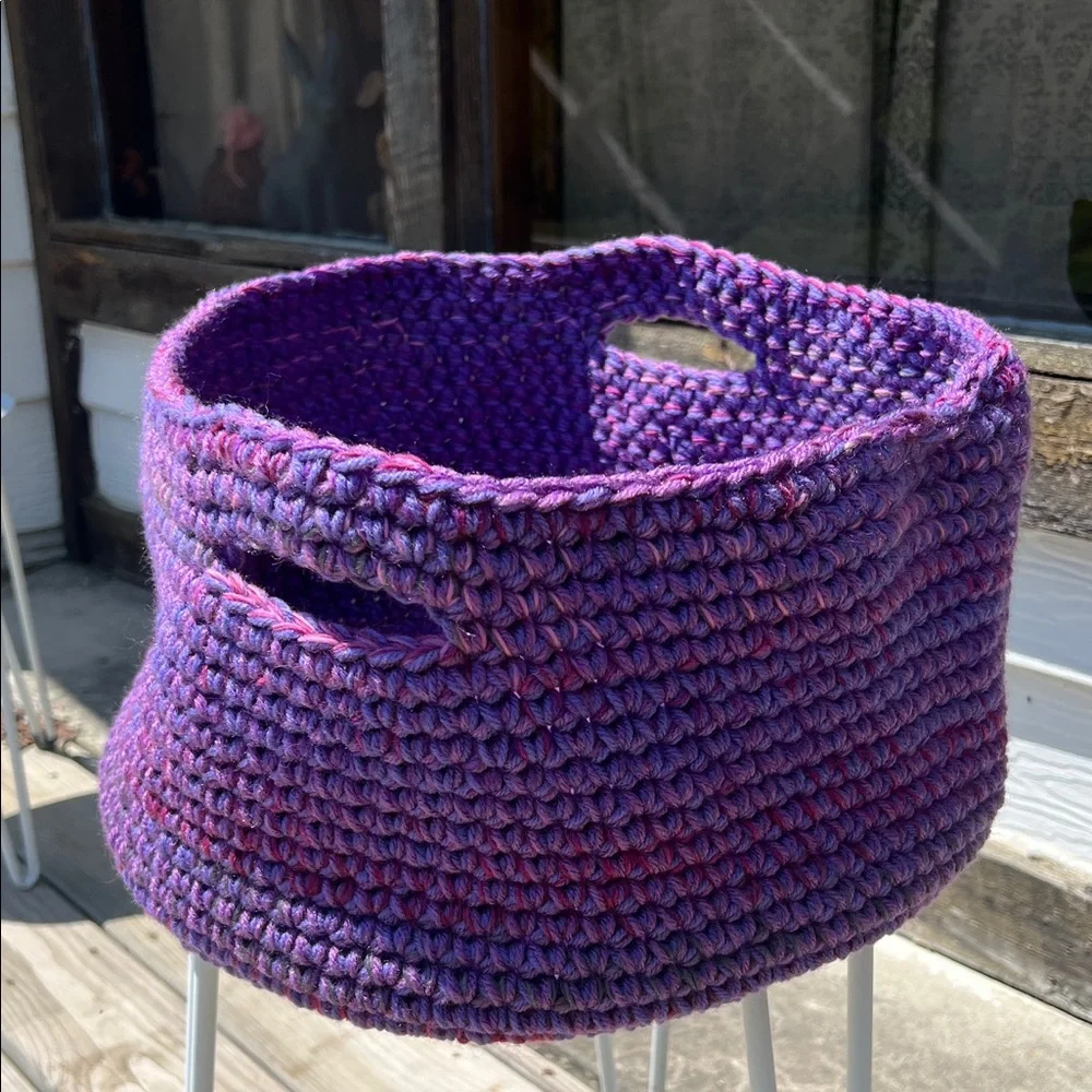 Hand-Crocheted Blue & Purple Baskets - Picture 2 of 2